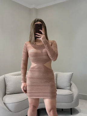 Vestido Tricot Curto Rendado Diele