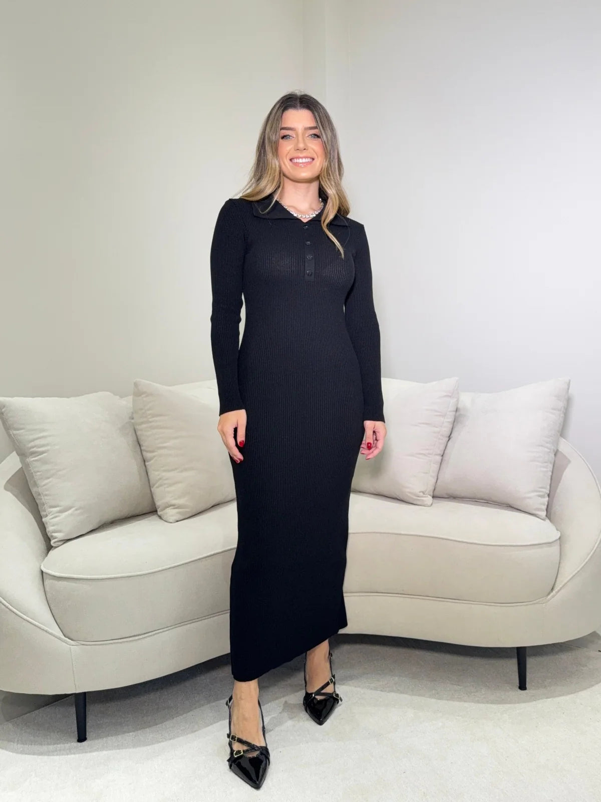 Vestido Tricot Midi Polo Stefânia