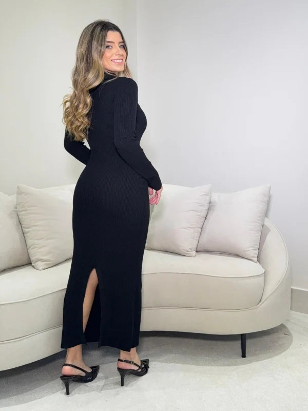 Vestido Tricot Midi Polo Stefânia