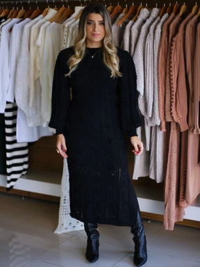Vestido Tricot Midi Paris Relevo